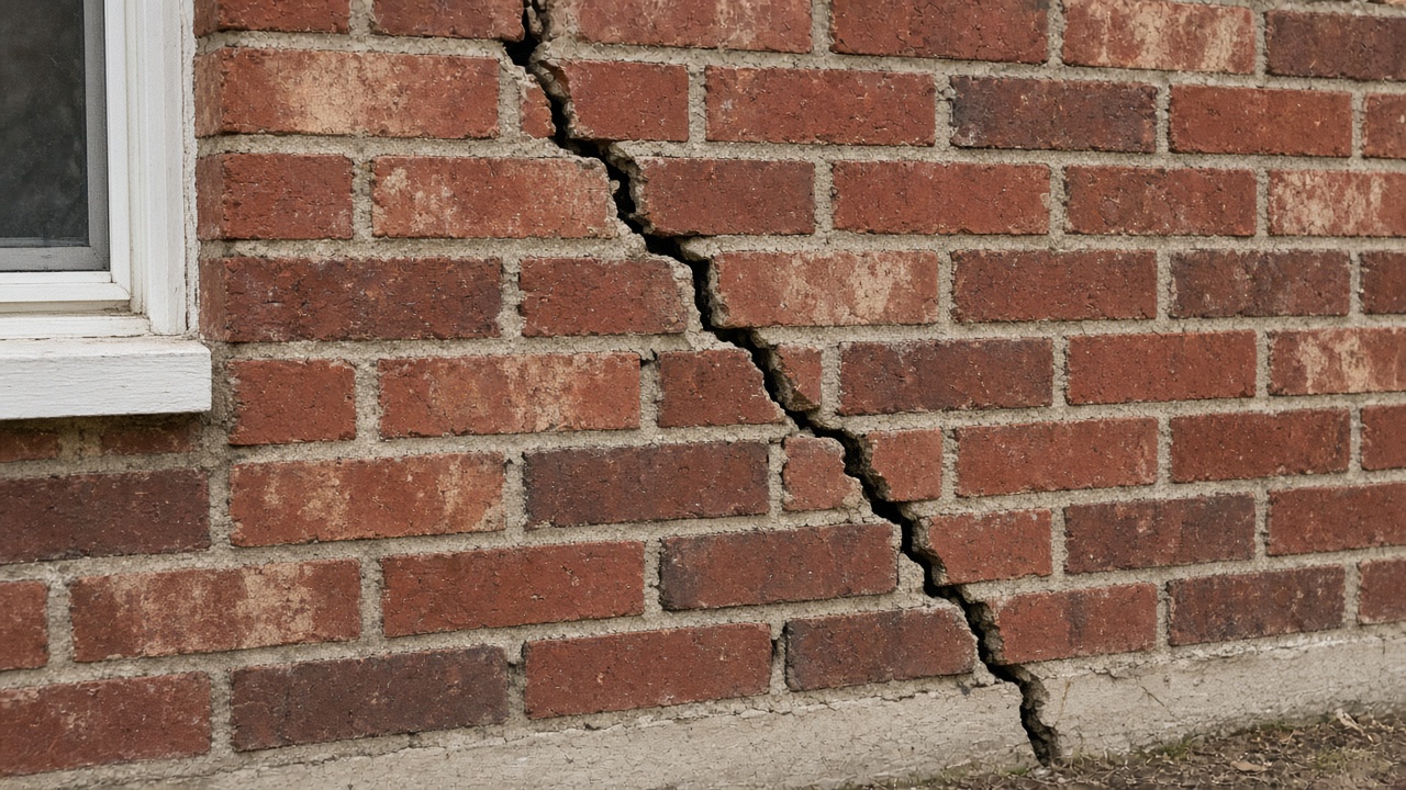 Illustrative example of common foundation-related cracking — not work performed by Aurora Foundation Estimates.